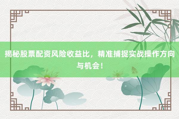 揭秘股票配资风险收益比，精准捕捉实战操作方向与机会！