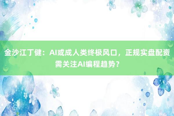 金沙江丁健：AI或成人类终极风口，正规实盘配资需关注AI编程趋势？