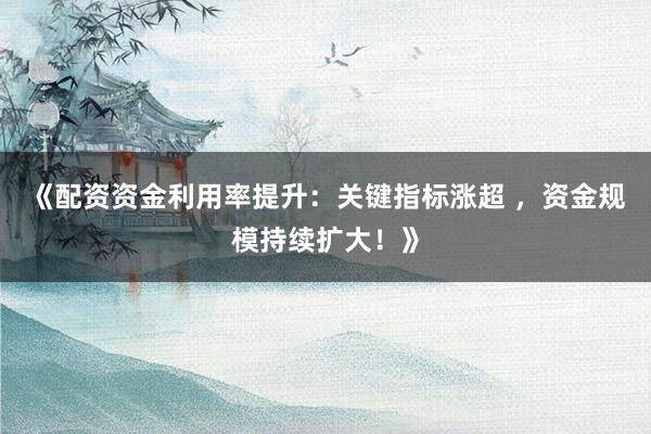 《配资资金利用率提升：关键指标涨超 ，资金规模持续扩大！》