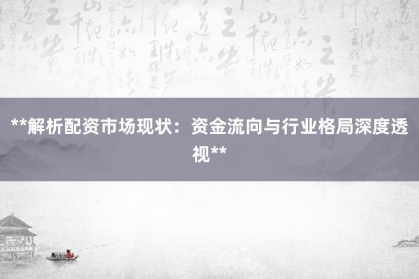 **解析配资市场现状：资金流向与行业格局深度透视**