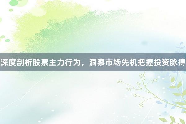 深度剖析股票主力行为，洞察市场先机把握投资脉搏