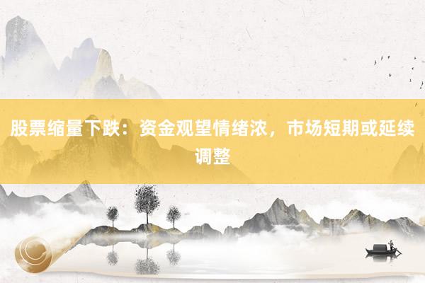 股票缩量下跌：资金观望情绪浓，市场短期或延续调整