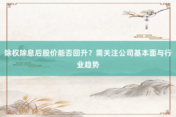 除权除息后股价能否回升？需关注公司基本面与行业趋势