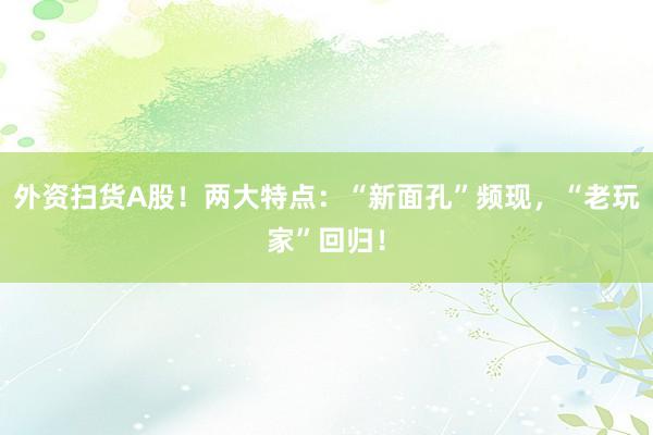 外资扫货A股！两大特点：“新面孔”频现，“老玩家”回归！