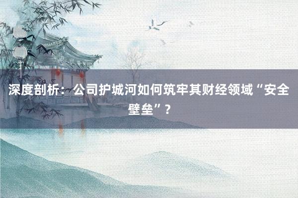 深度剖析：公司护城河如何筑牢其财经领域“安全壁垒”？