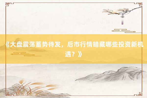 《大盘震荡蓄势待发，后市行情暗藏哪些投资新机遇？》
