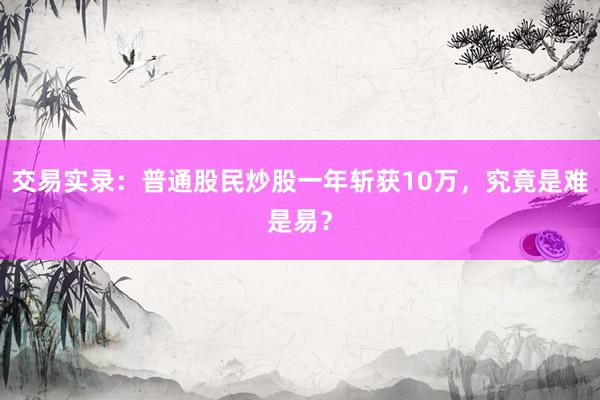 交易实录：普通股民炒股一年斩获10万，究竟是难是易？