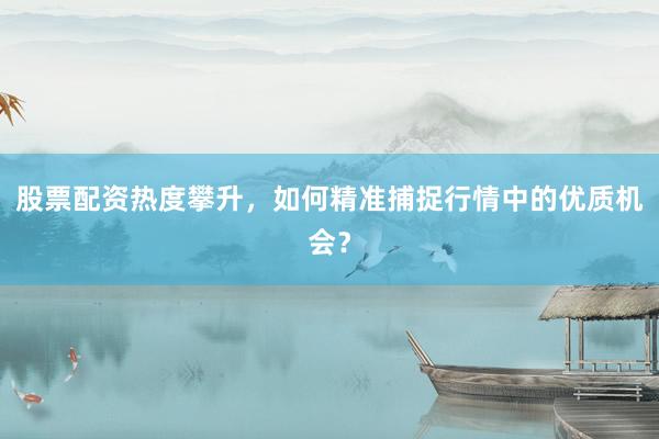股票配资热度攀升，如何精准捕捉行情中的优质机会？