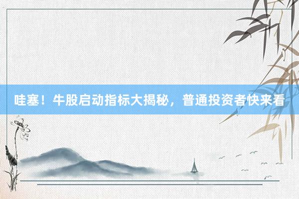 哇塞！牛股启动指标大揭秘，普通投资者快来看