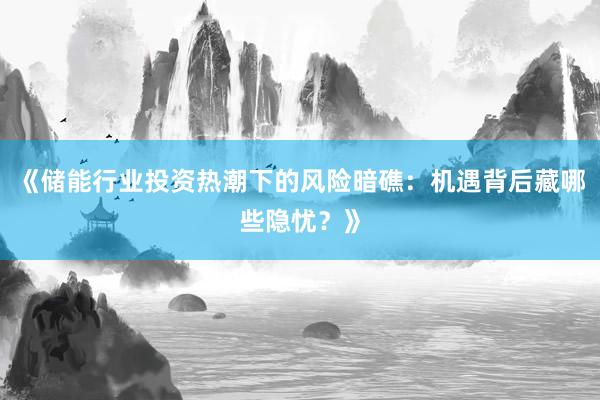 《储能行业投资热潮下的风险暗礁：机遇背后藏哪些隐忧？》