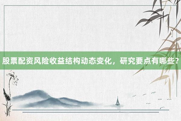 股票配资风险收益结构动态变化，研究要点有哪些？