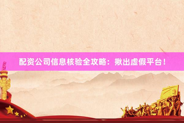 配资公司信息核验全攻略：揪出虚假平台！