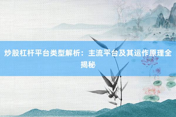 炒股杠杆平台类型解析：主流平台及其运作原理全揭秘